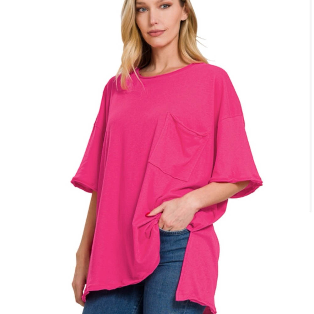 zenana pocket top in hot pink